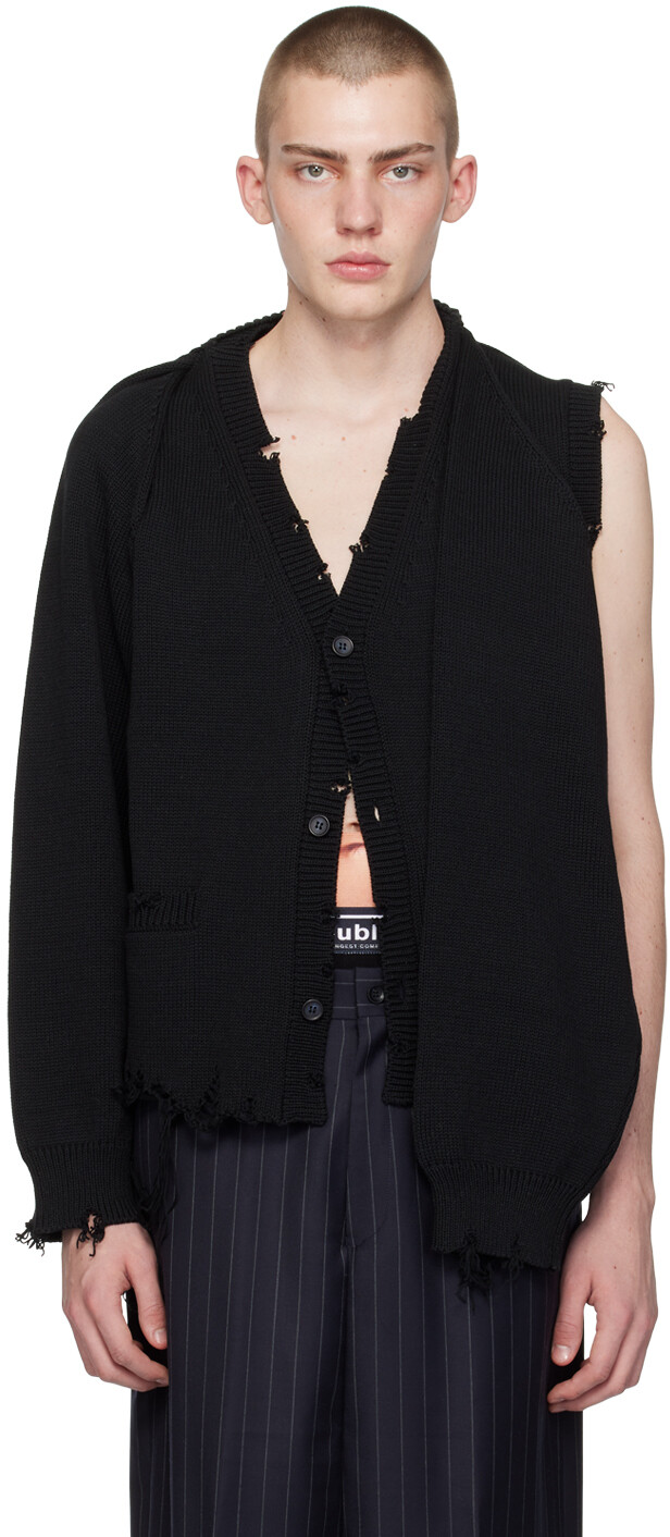 

Черный кардиган с двусторонними рукавами Doublet, цвет Black