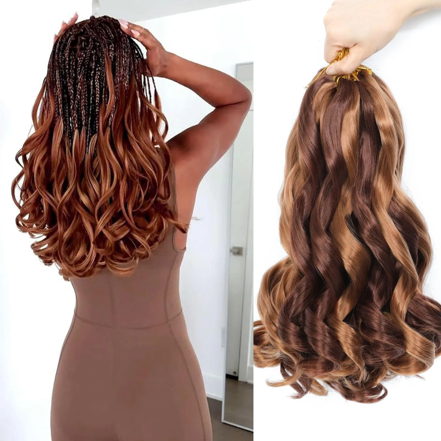 Наращивание волос «French Curl Braiding Hair» 30 см, 8 упаковок Falemei, 33P30#