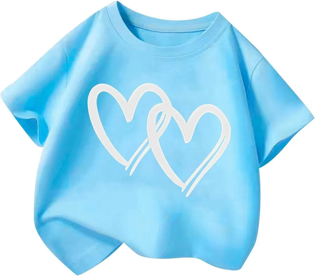 Футболка для девочек с принтом Heart, Bwaydeg, Z1-sky Blue — фото 4