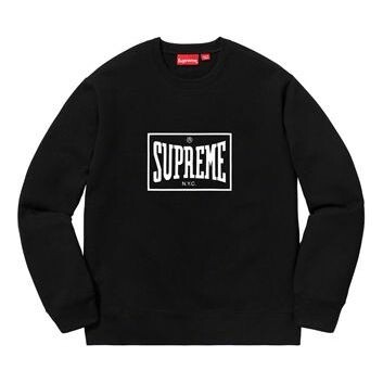 

Толстовка ss19 warm up crewneck black chest logo pullover Supreme, черный