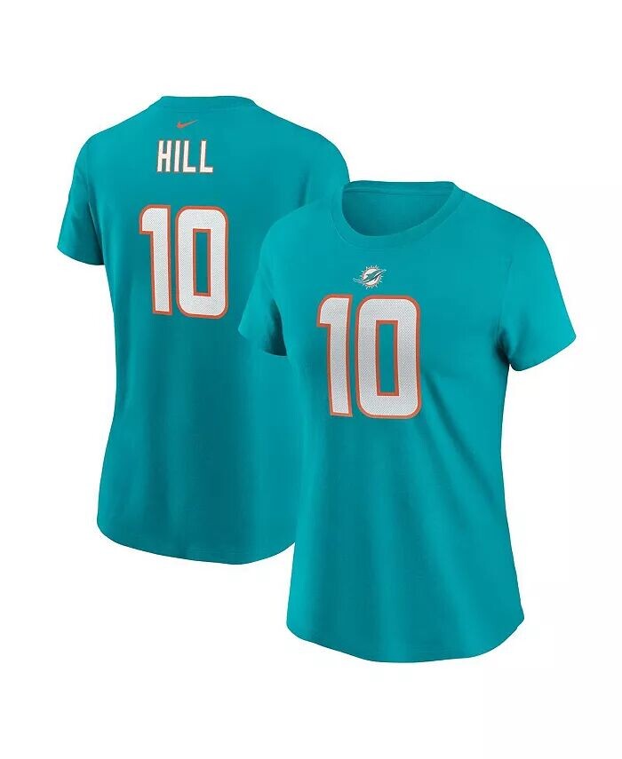

Женская футболка Tyreek Hill Aqua Miami Dolphins с именем и номером игрока Nike