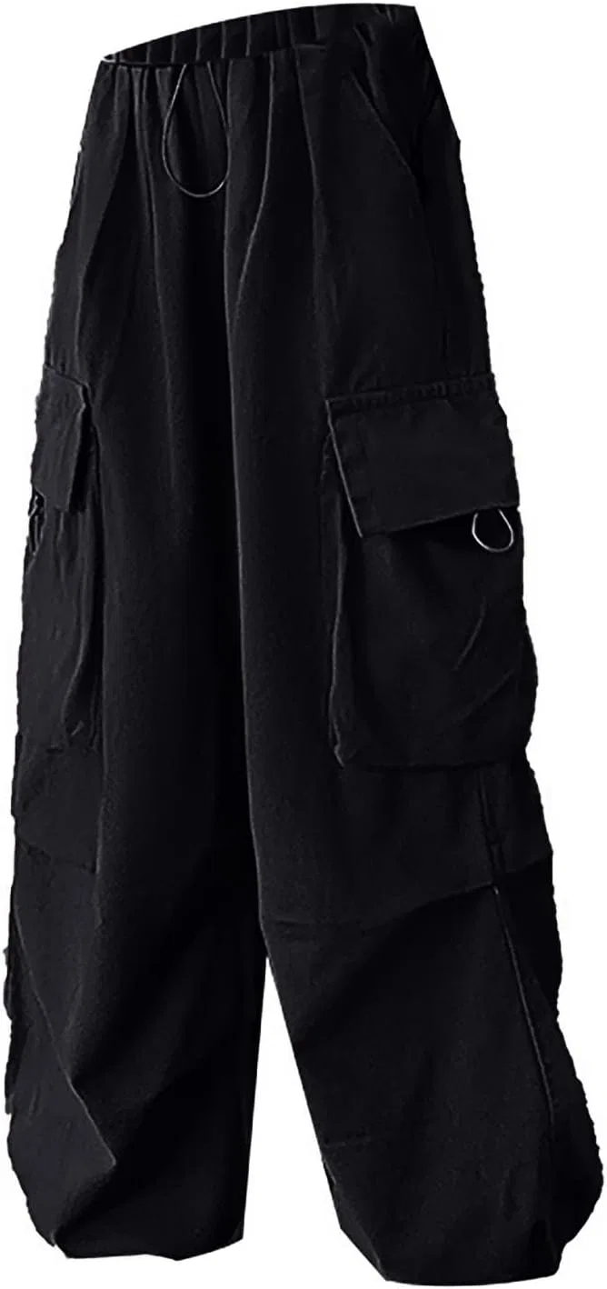 Детские брюки карго с высокой талией, Cotton, Black