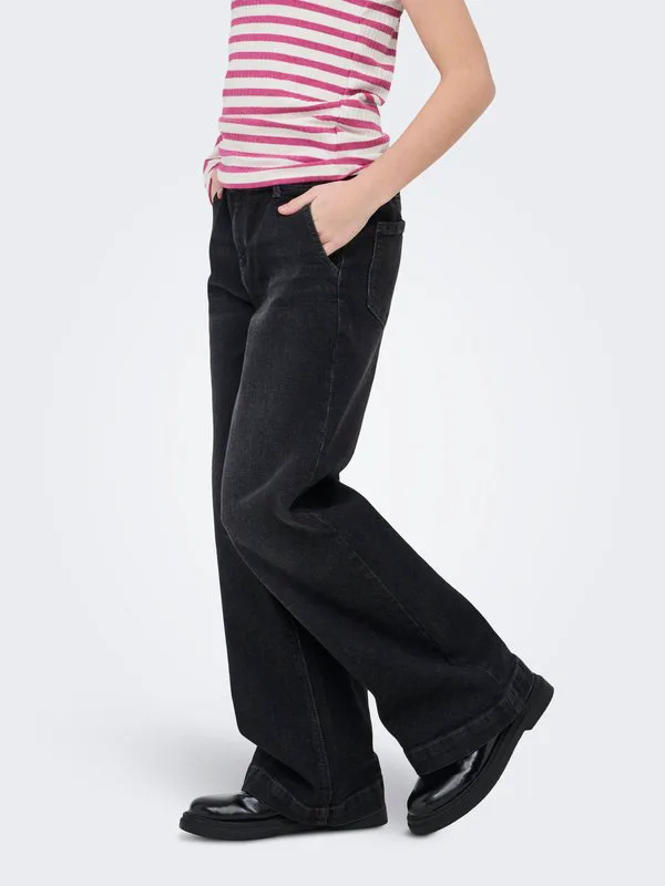 Расклешенные джинсы mit weitem bein kognew mittlere taille Only Girls, Dark Grey Denim — фото 3