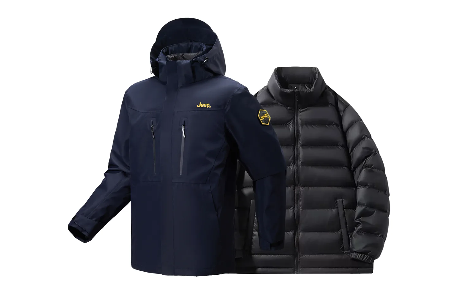 Унисекс лыжная одежда для отдыха на природе Jeep, темно-синий[Single Layer Coat+Down Liners]
