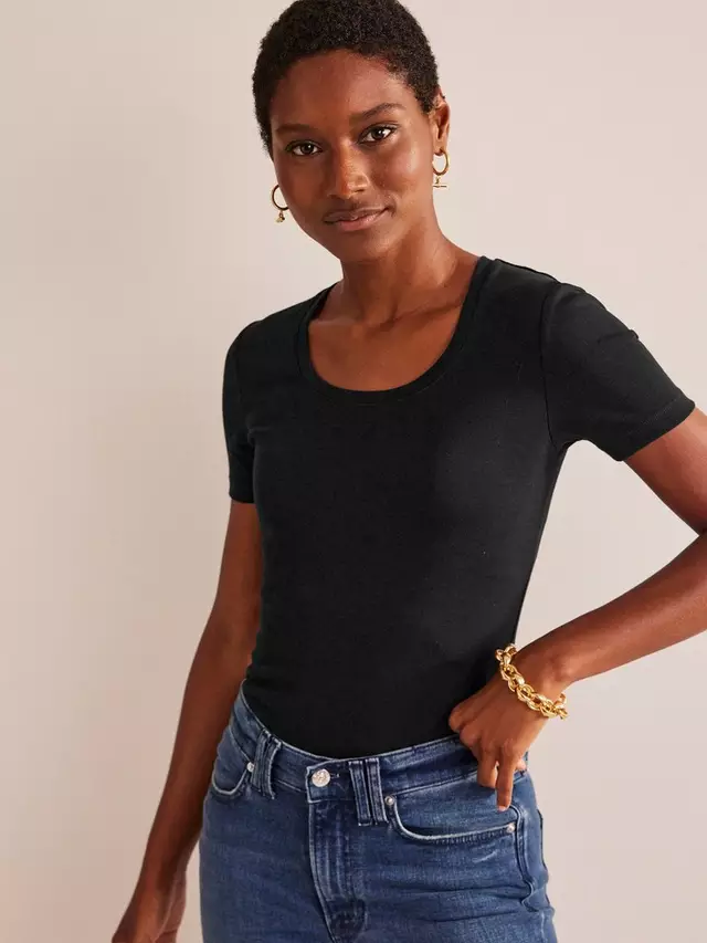 

Топ Boden Essential Scoop Neck Jersey, черный