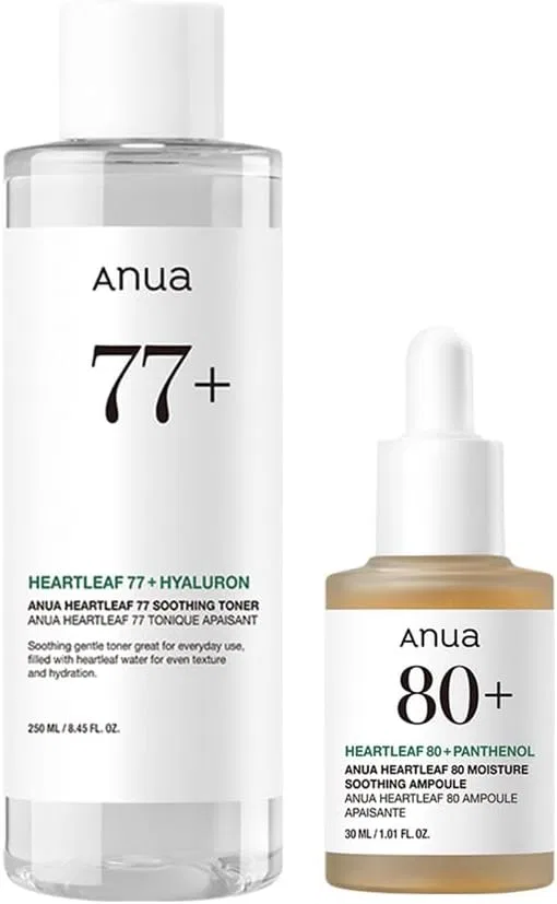 Набор успокаивающего ухода ANUA Houttuynia 77 Soothing Toner 250ml + Houttuynia 80 Moisture Soothing Ampoule 30ml