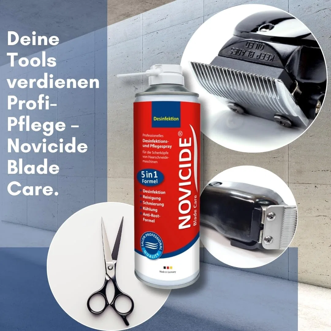Спрей Blade Care 500 мл - профессиональный уход 5-в-1 для машинок и ножниц Novicide — фото 3