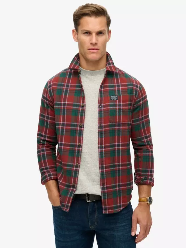 

Рубашка Superdry Long, цвет buckshot/check/red