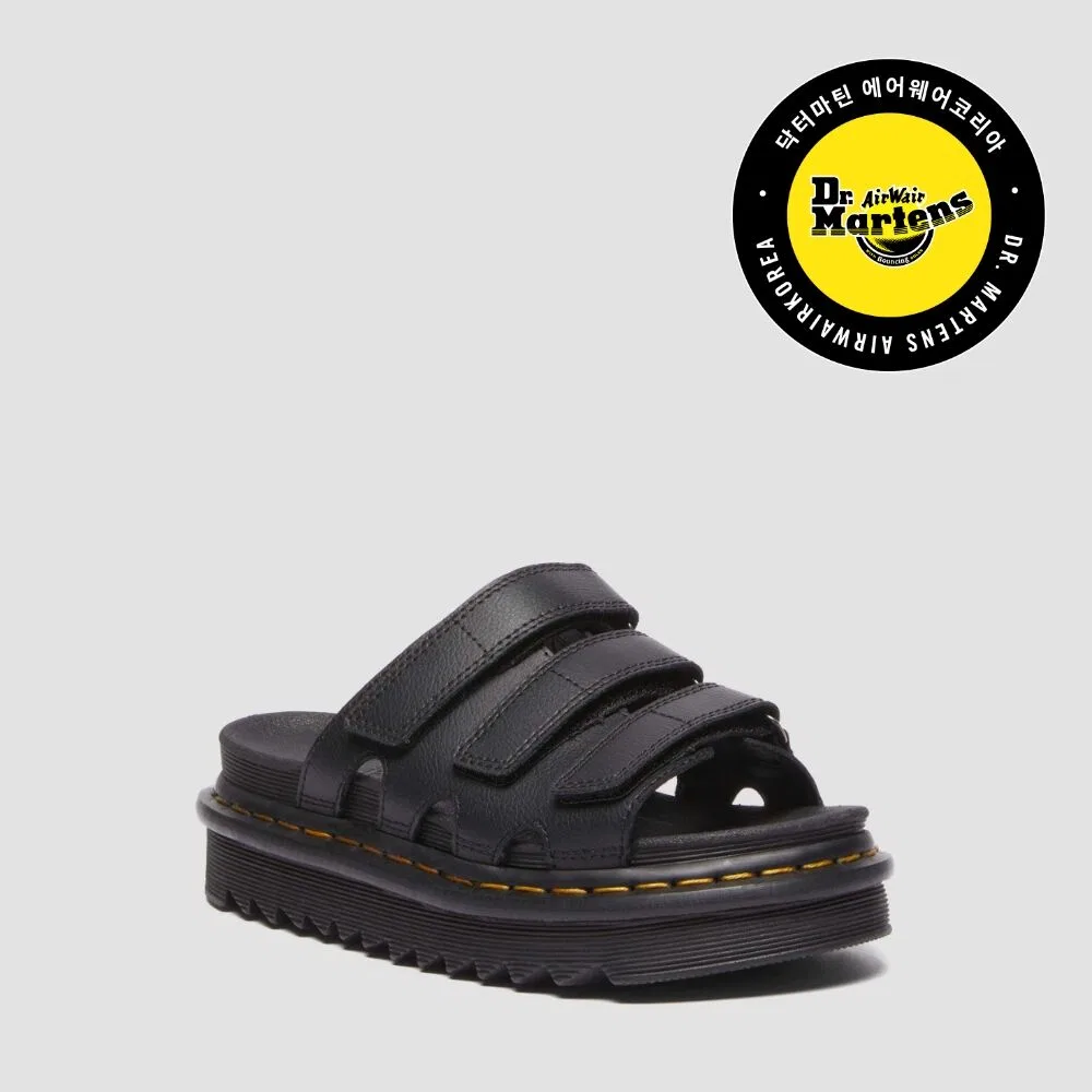 Мужские чёрные слайды Rain от Dr. Martens