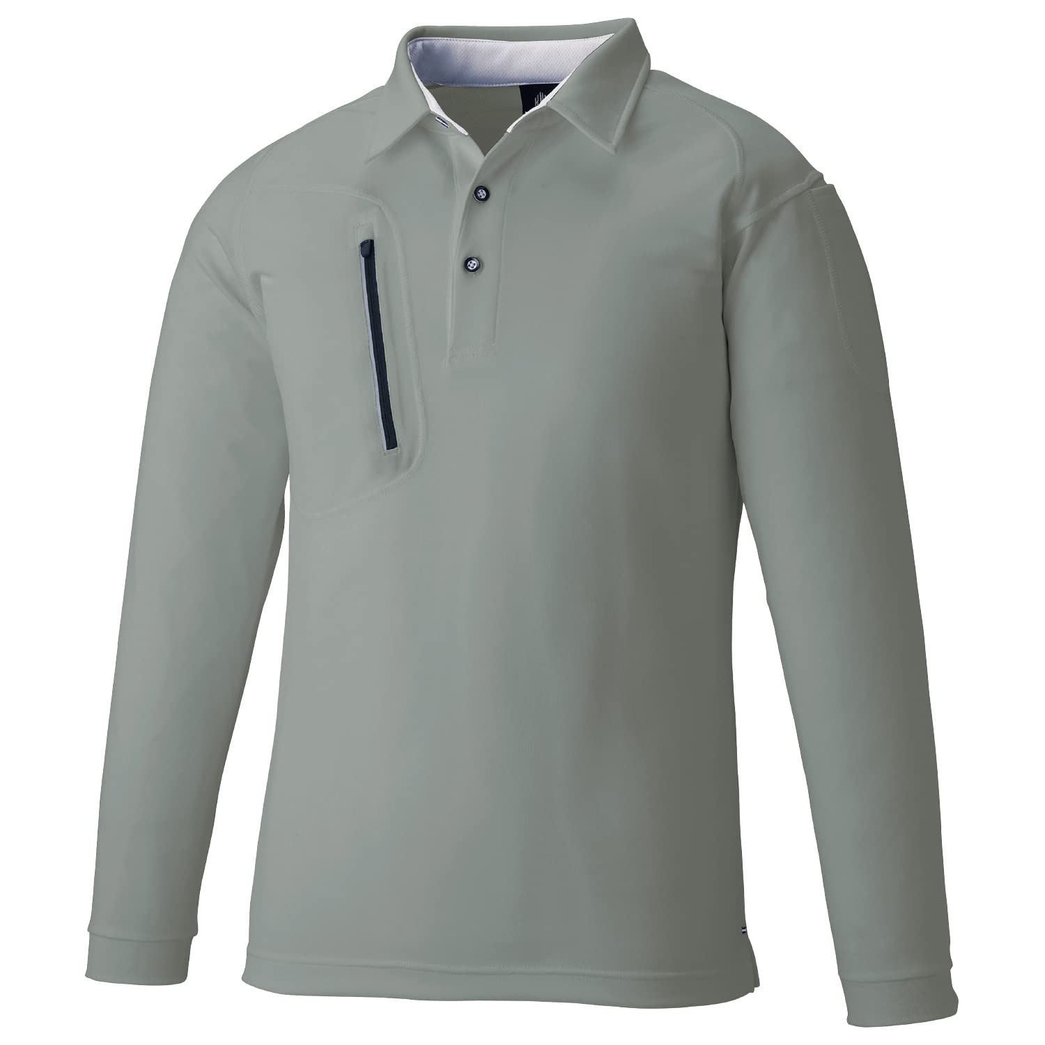 

Поло Oguraya POLOIZM 3675 с длинными рукавами и карманом на молнии, серое, размер 6L (3675-40-6L) Kokuraya