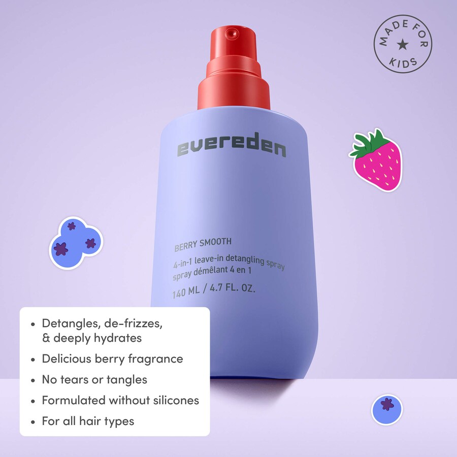 Детский спрей для распутывания волос Kids Berry Smooth 4-в-1, несмываемый. Evereden, 4.7 oz /140 mL — фото 3