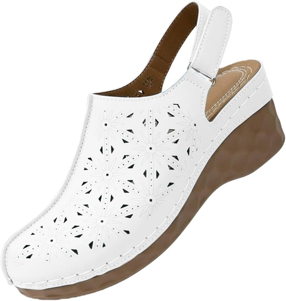 

Женские сандалии с закрытым носком с поддержкой свода стопы, дышащие с вырезами, удобные сандалии на лето на платформе с открытой пяткой, повседневная обувь для прогулок, ортопедическая обувь Toumov, белый