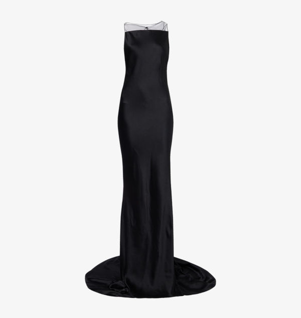 

Вечернее платье макси с сетчатыми вставками Maison Margiela, черный