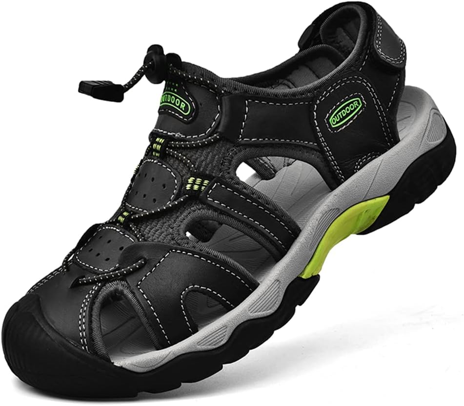 

Мужские спортивные походные сандалии Veslexth, рыбацкие, летние, для активного отдыха на улице, регулируемые амфибийные повседневные пляжные сандалии с закрытым носком, противоскользящие для пеших прогулок, черный