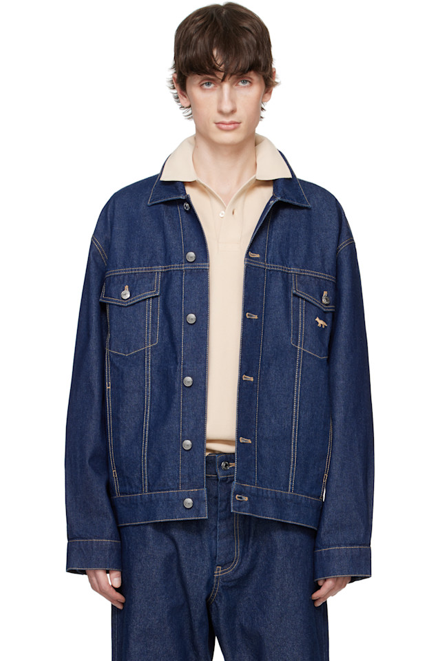 

Куртка-тракер из денима Profile fox Maison Kitsuné, индиго, Фиолетовый, Куртка-тракер из денима Profile fox Maison Kitsuné, индиго