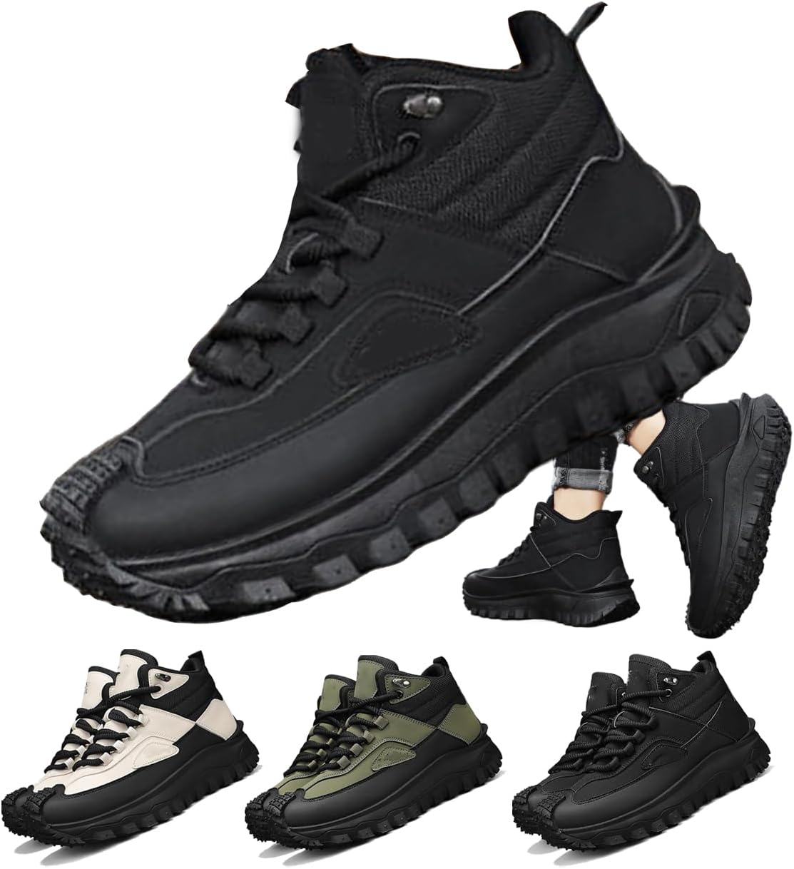 

Мужские ботинки ортопедические, с противоскользящей подошвой, ударопрочные, с широкой носочной частью и поддержкой свода стопы, защитные походные туфли, модные кроссовки, спортивные, удобные, повседневные Generic, черный