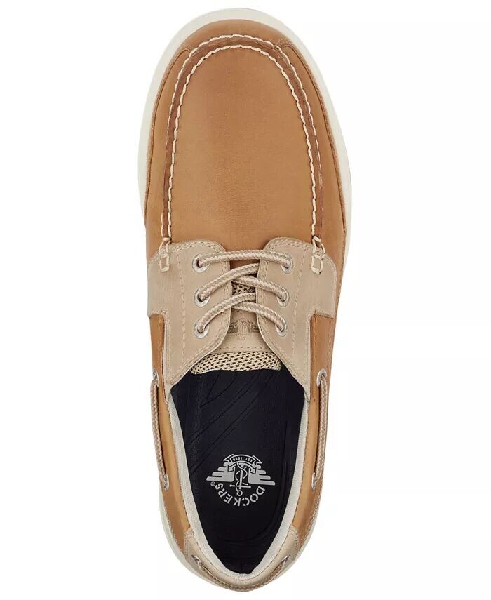 Мужские повседневные туфли-лодочки Beacon Leather с NeverWet Dockers, коричневый/бежевый — фото 3