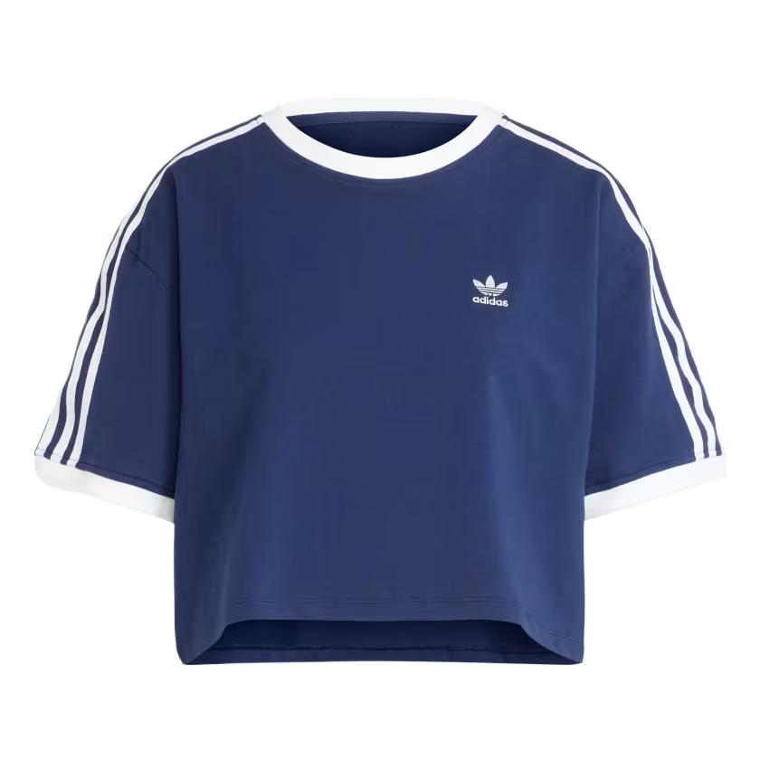 Футболка Adicolor 3 Stripes Loose Crop Adidas, индиго — фото 3