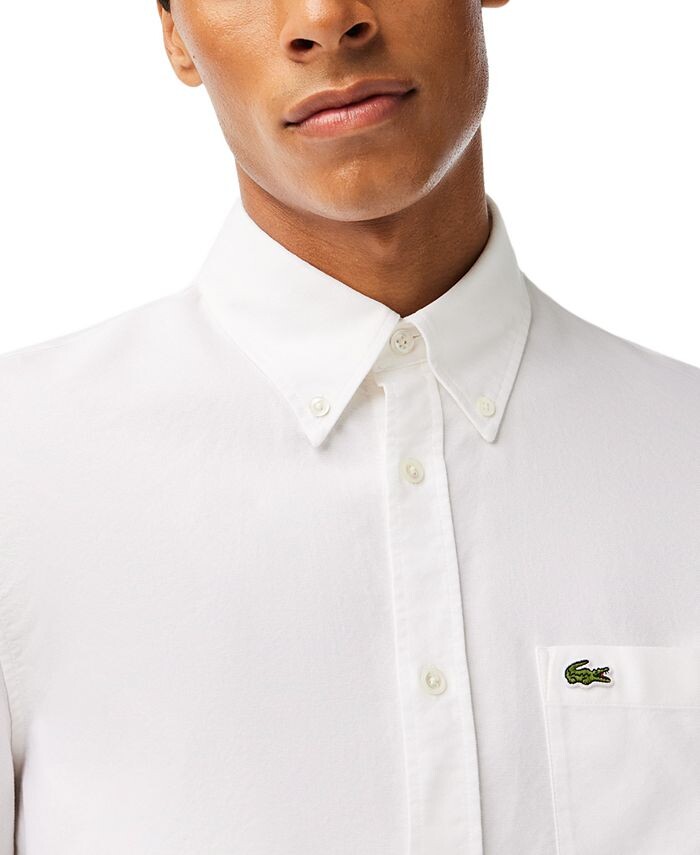 

Мужская тканая оксфордская рубашка на пуговицах с длинными рукавами Lacoste, белый