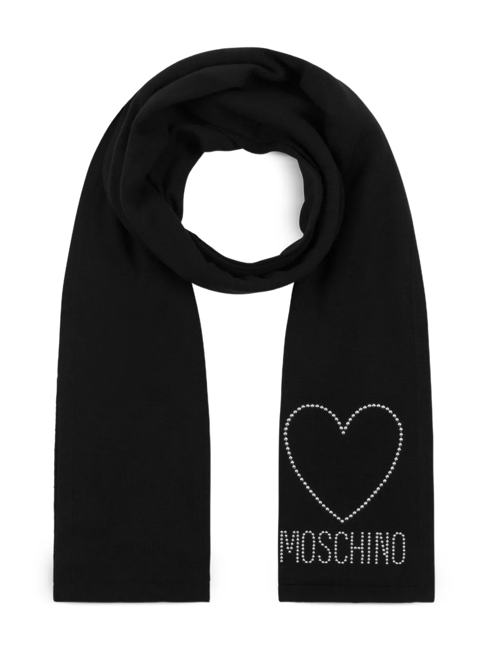 

Шерстяной шарф с заклепками Moschino, черный