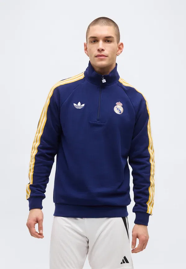 Толстовка с полузамком Real Madrid Club Wear Adidas Originals, темно-синий