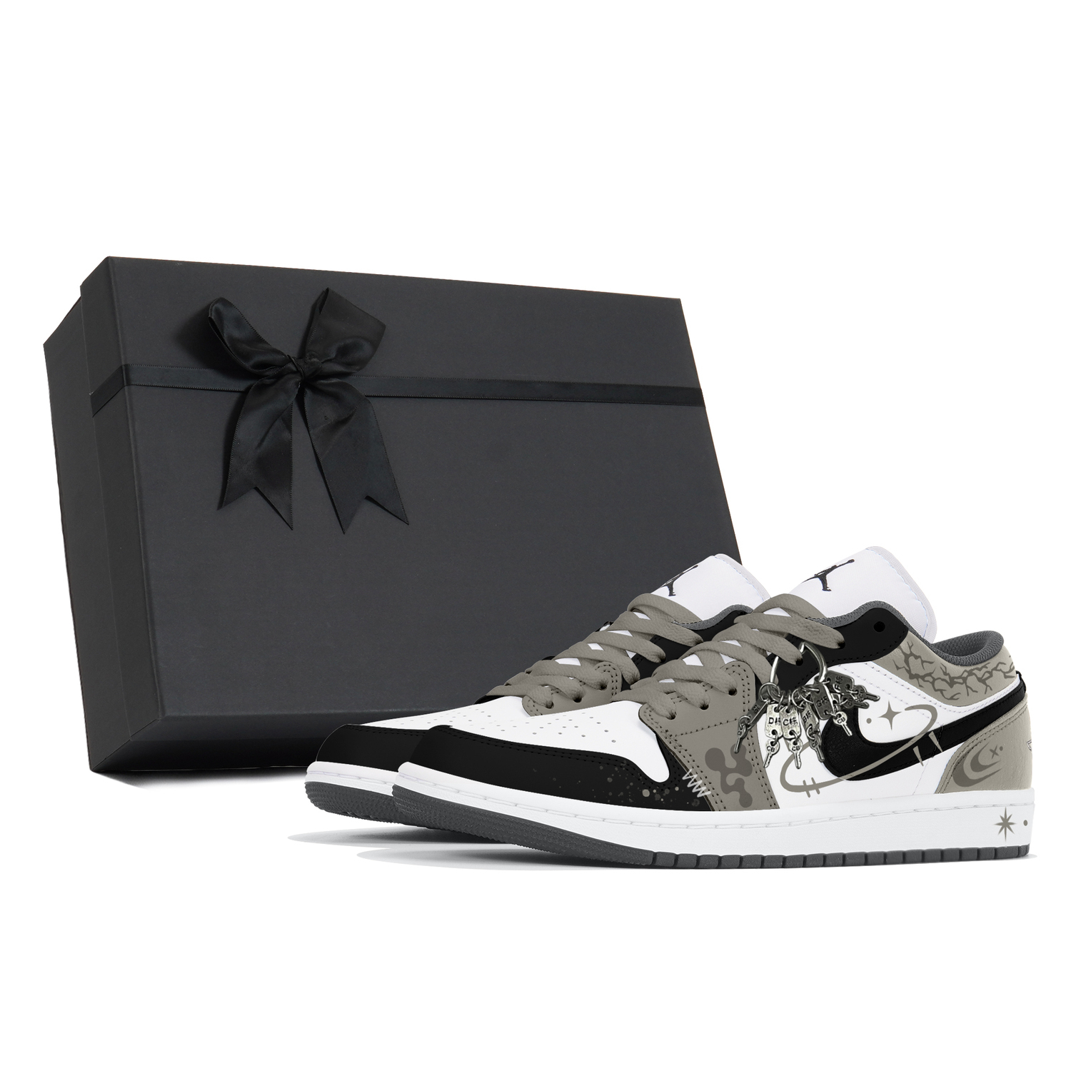 

Air 1 устойчивые к истиранию нескользящие низкие кеды мужские dark gray Jordan, темно-серый