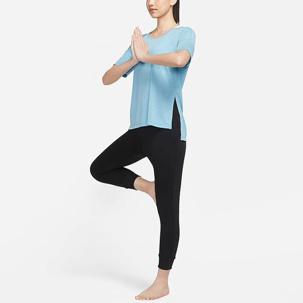 Футболка как w ny df layer ss top cerulean Nike, синий — фото 3