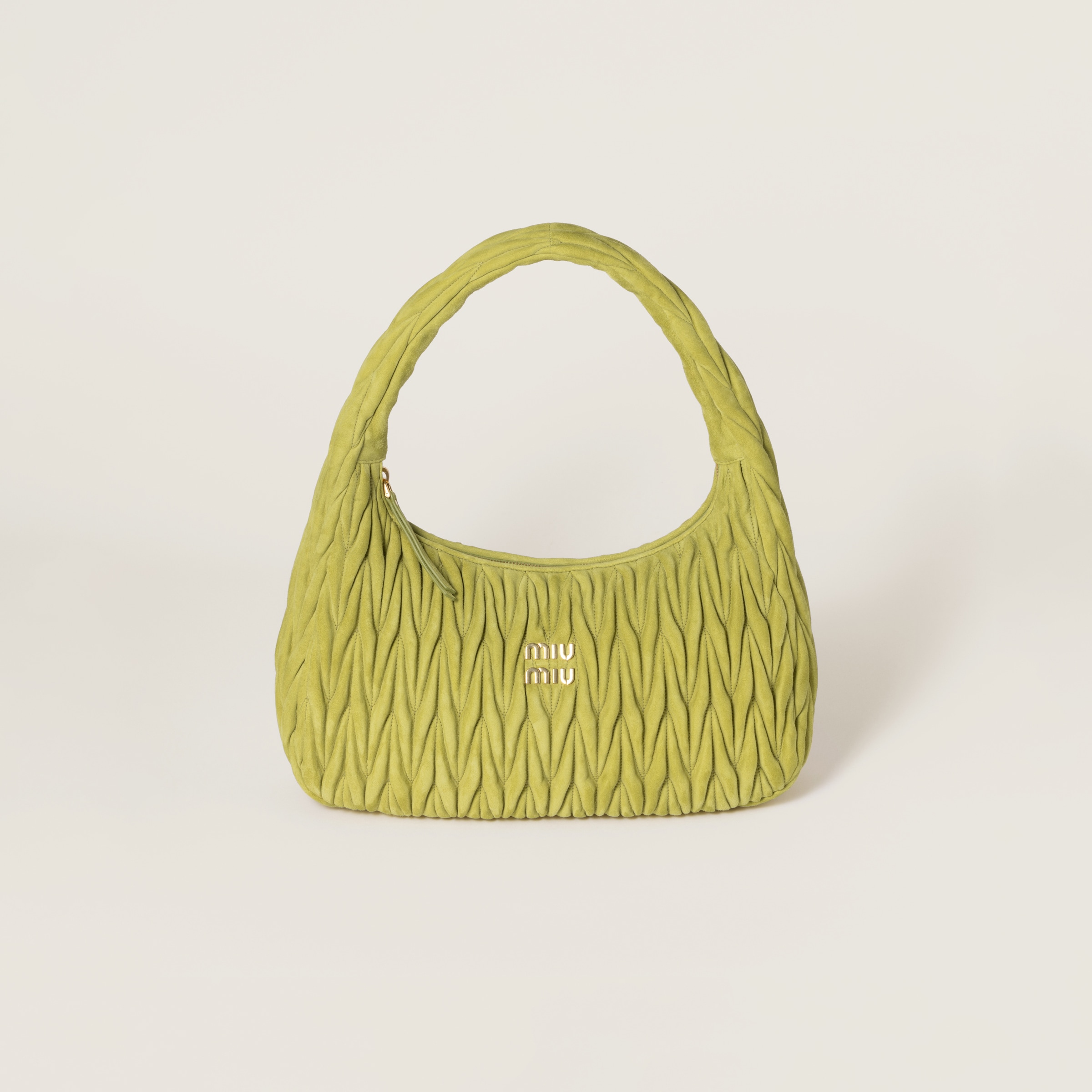 

Сумка wander из матовой замши с простежкой MIU MIU, темно-зеленый