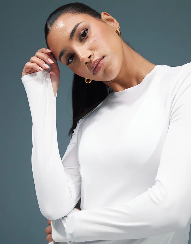 

4505 Icon Active быстросохнущая беговая майка с длинным рукавом белого цвета