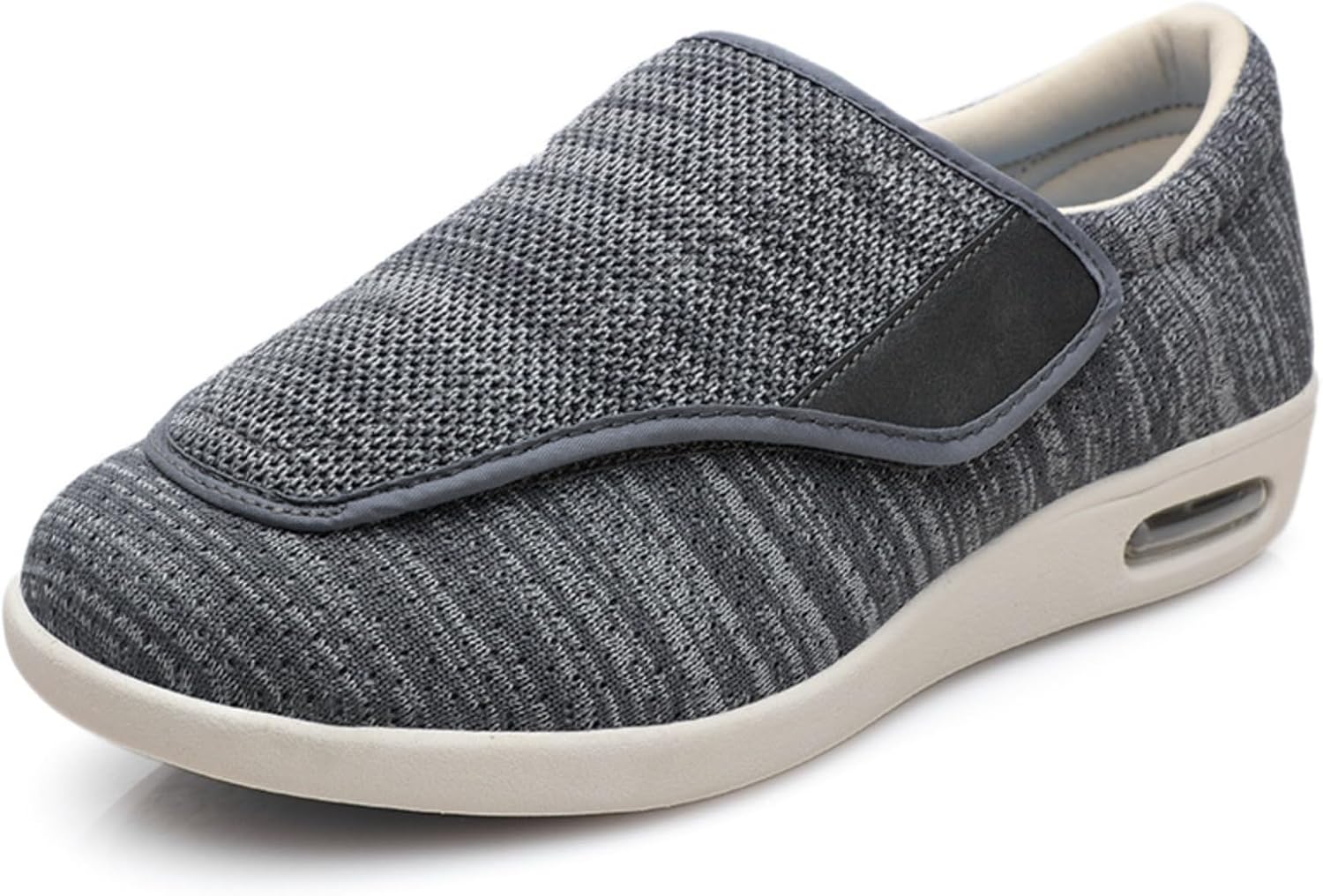 

Унисекс удобные прогулочные туфли для пожилых людей - дышащая сетка, противоскользящие, с регулируемым креплением на липучке, легкая амортизированная подошва для мужчин и женщин Azttoztto, темно-серый