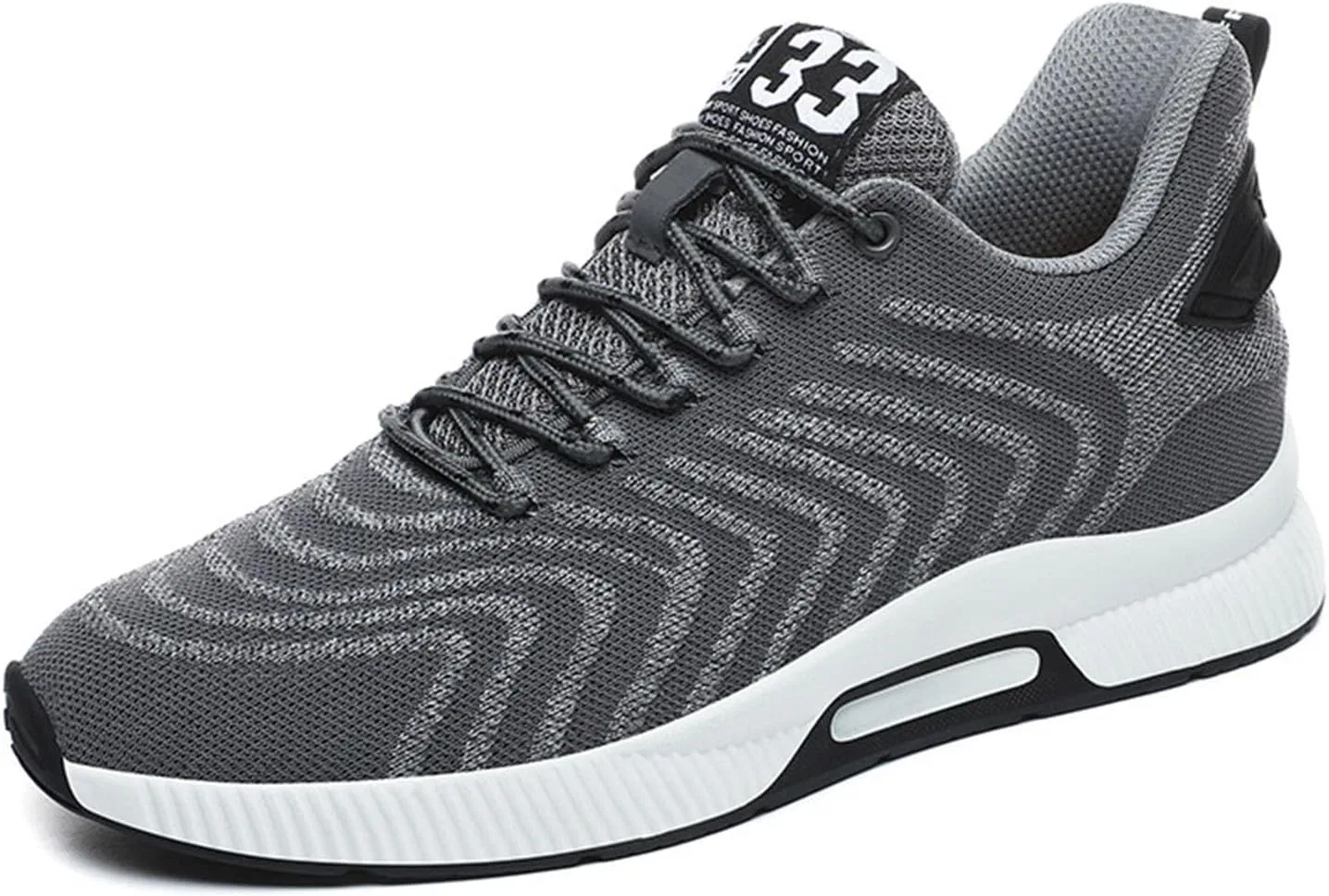 Кроссовки Paar Herrenschuhe mit Erhöhung, lässige Mesh-Sneaker, leichte, atmungsaktive Sportschuhe zum Schnüren mit verstecktem Hebeabsatz für Männer, 10 cm Generic, Grau