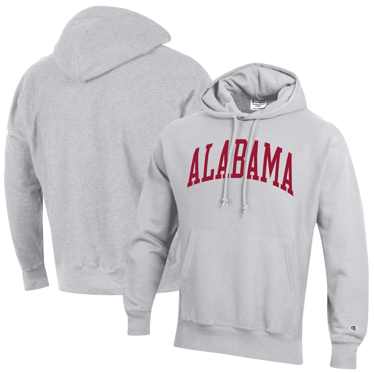

Мужской серый флисовый пуловер с капюшоном и толстым принтом Alabama Crimson Tide Big & Tall обратного переплетения Champion