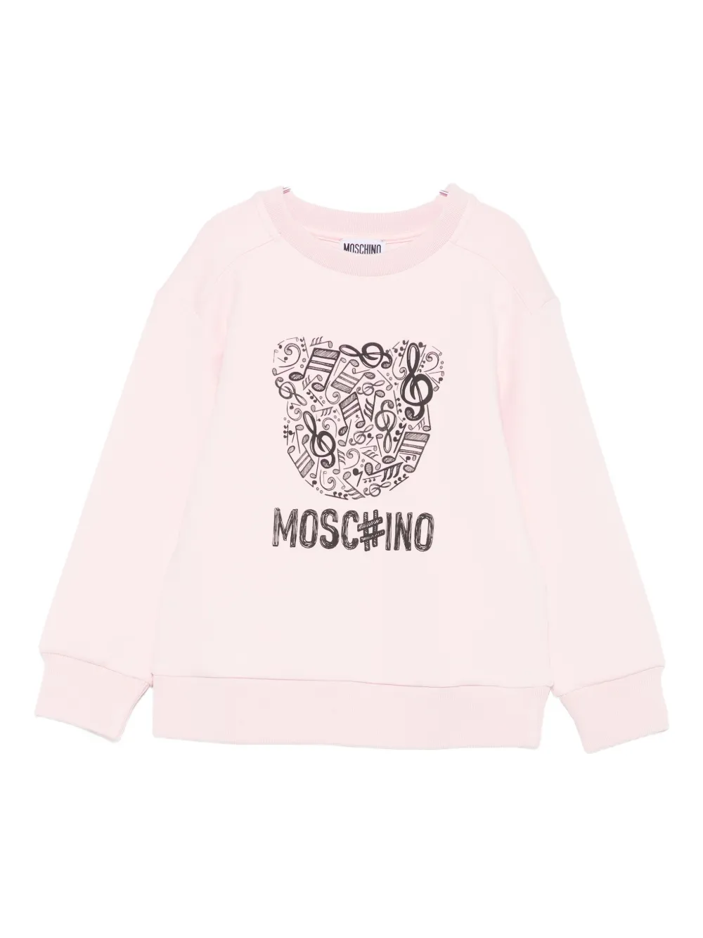 

Толстовка с круглым вырезом и принтом медвежьей морды Moschino Kids, розовый