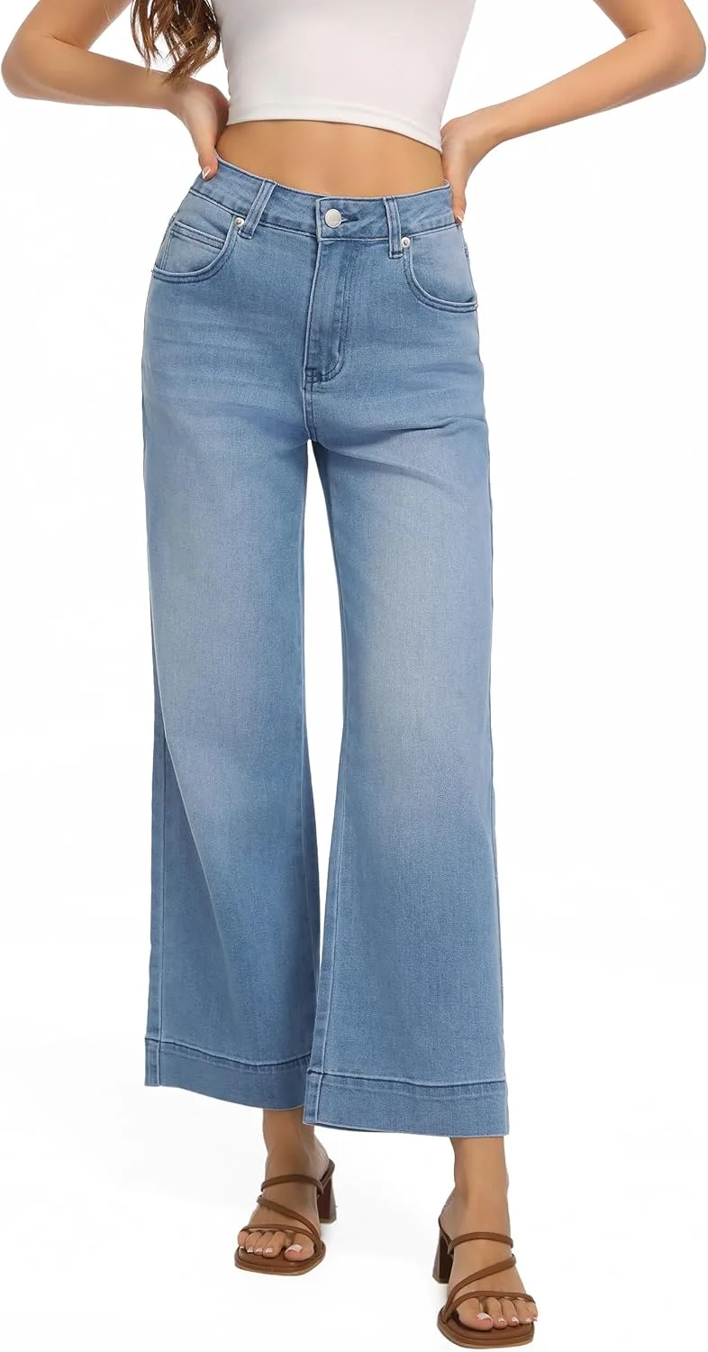 

Женские джинсы с высокой посадкой и широкими штанинами Guaile