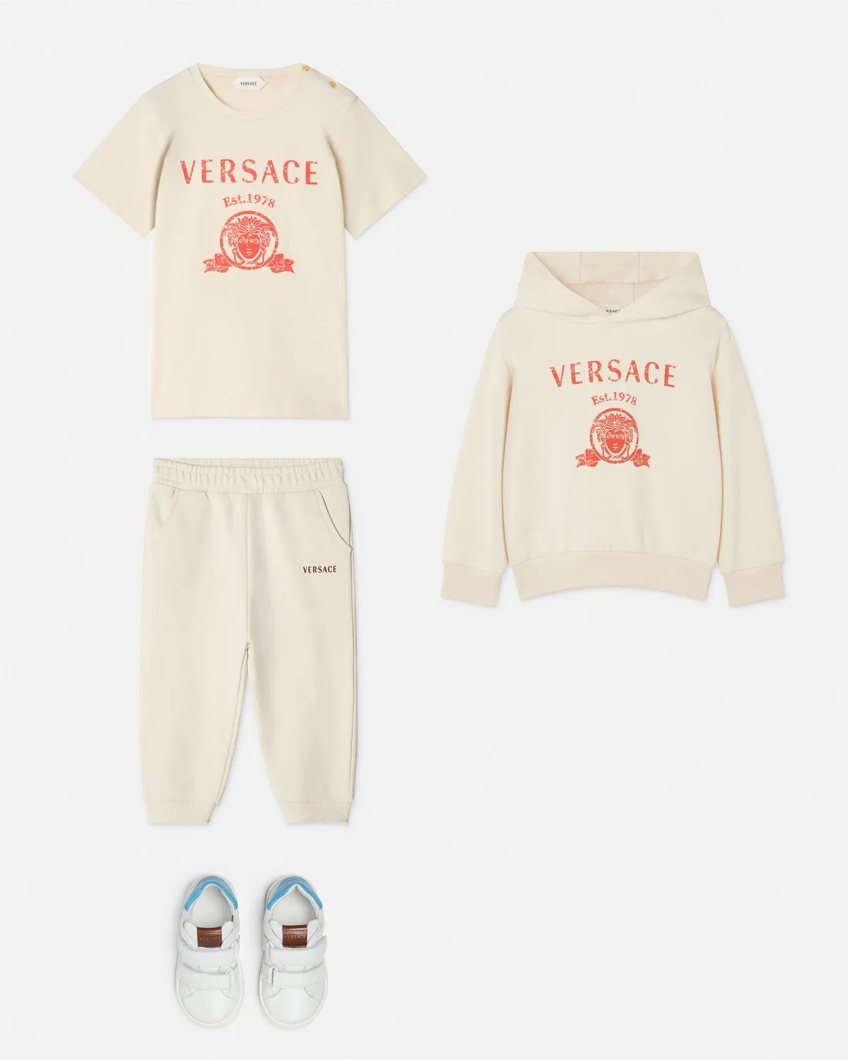 Детские хлопковые джоггеры с принтом Versace, белый — фото 2