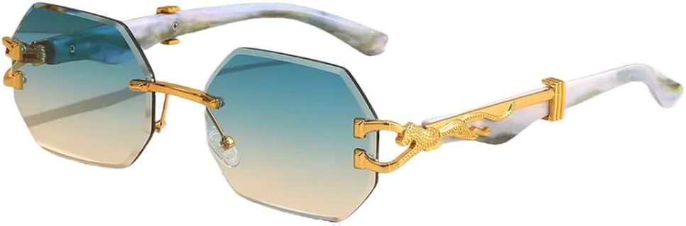 

Солнцезащитные очки без оправы с золотым леопардовым принтом, восьмиугольные, для женщин и мужчин, роскошные винтажные солнцезащитные очки, популярные панк-очки для активного отдыха TYUVIVO, Marble Green