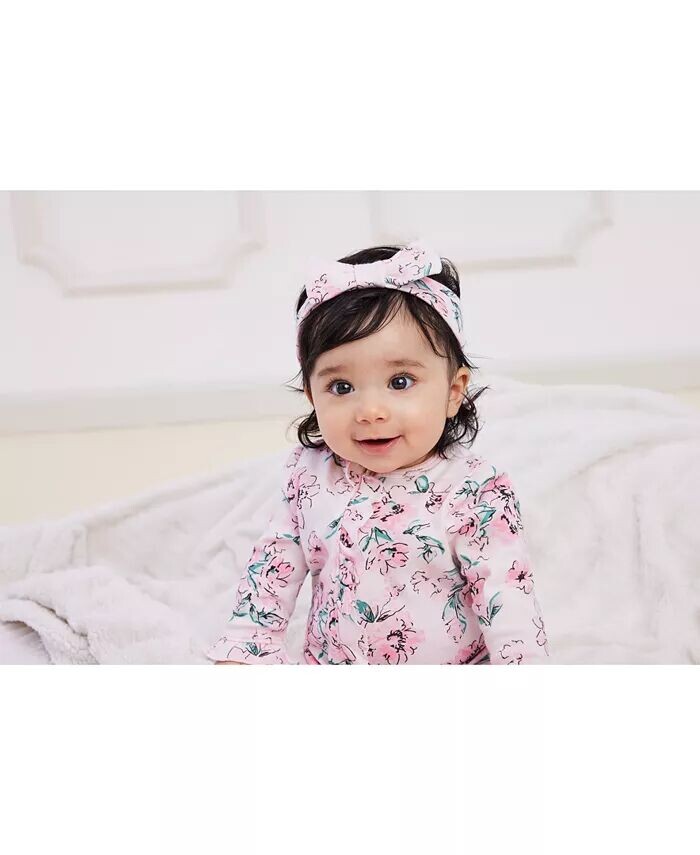 Комбинезон на ножках с цветочным принтом Baby Girls Dream и повязка на голову, комплект из 2 предметов Little Me — фото 4