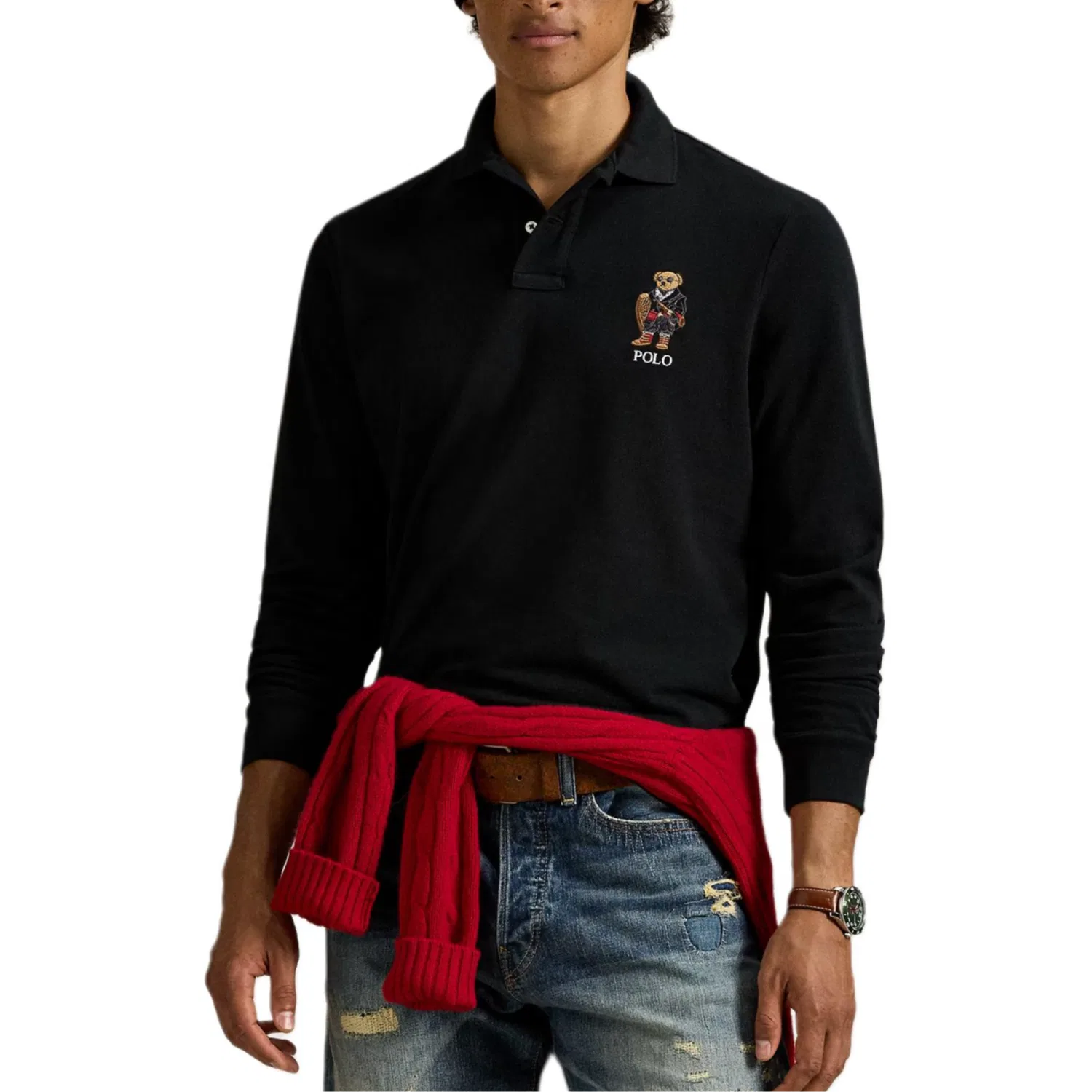 Поло с длинным рукавом Polo Ralph Lauren черное — фото 2