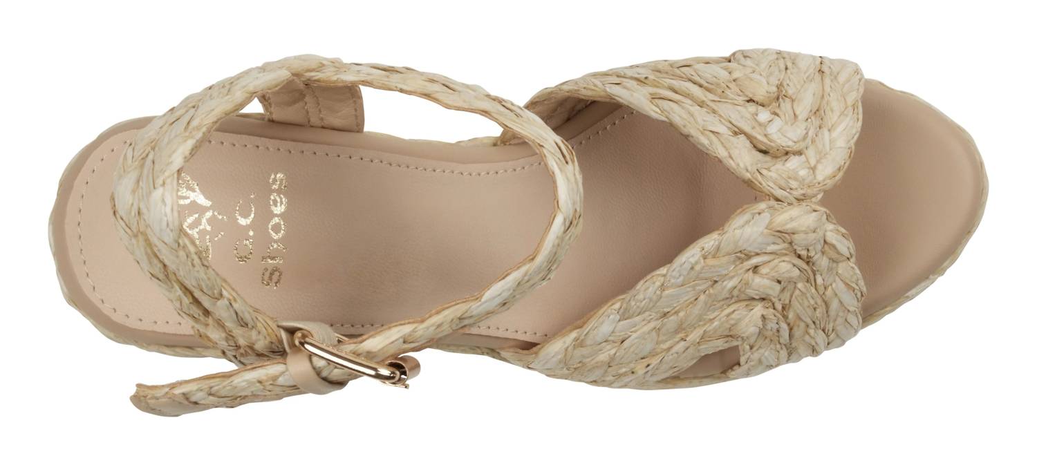 Женские мюли на танкетке с плетеной подошвой натурального цвета GC Shoes — фото 3