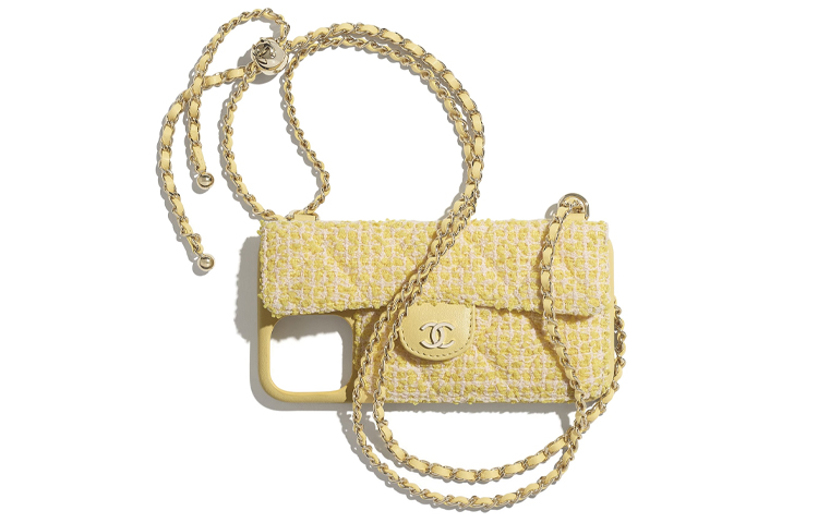 

Мягкий чехол для телефона из твида унисекс yellow CHANEL, Set (Bag+Dust Bag)