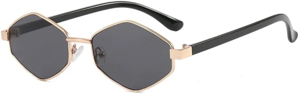 

Винтажные панк-солнцезащитные очки в маленькой оправе с многоугольными линзами, модные роскошные солнцезащитные очки для вождения, дорожные очки с защитой от УФ-излучения UV400 VVTWSSW, Gold Gray