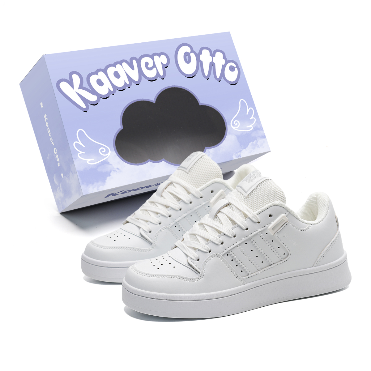 

KAAVER OTTO Износостойкие и легкие низкие скейтерские кроссовки унисекс белый черный - белый, цвет White