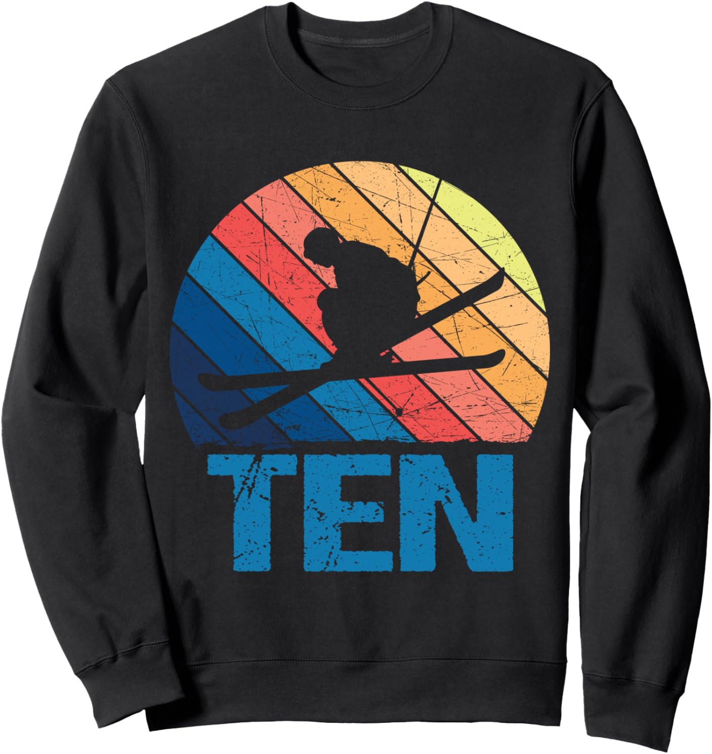 

Ретро-толстовка на 10-летие для мальчика или девочки Retro Ski Skiing Wintersports Birthday Designs, черный