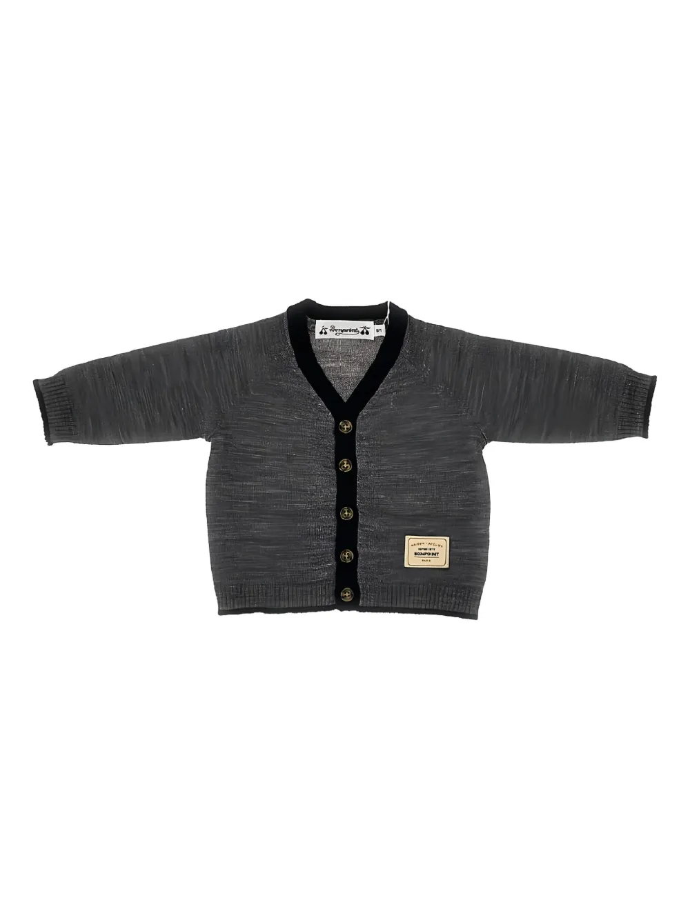 

Кардиган на пуговицах с V-образным вырезом Bonpoint, серый