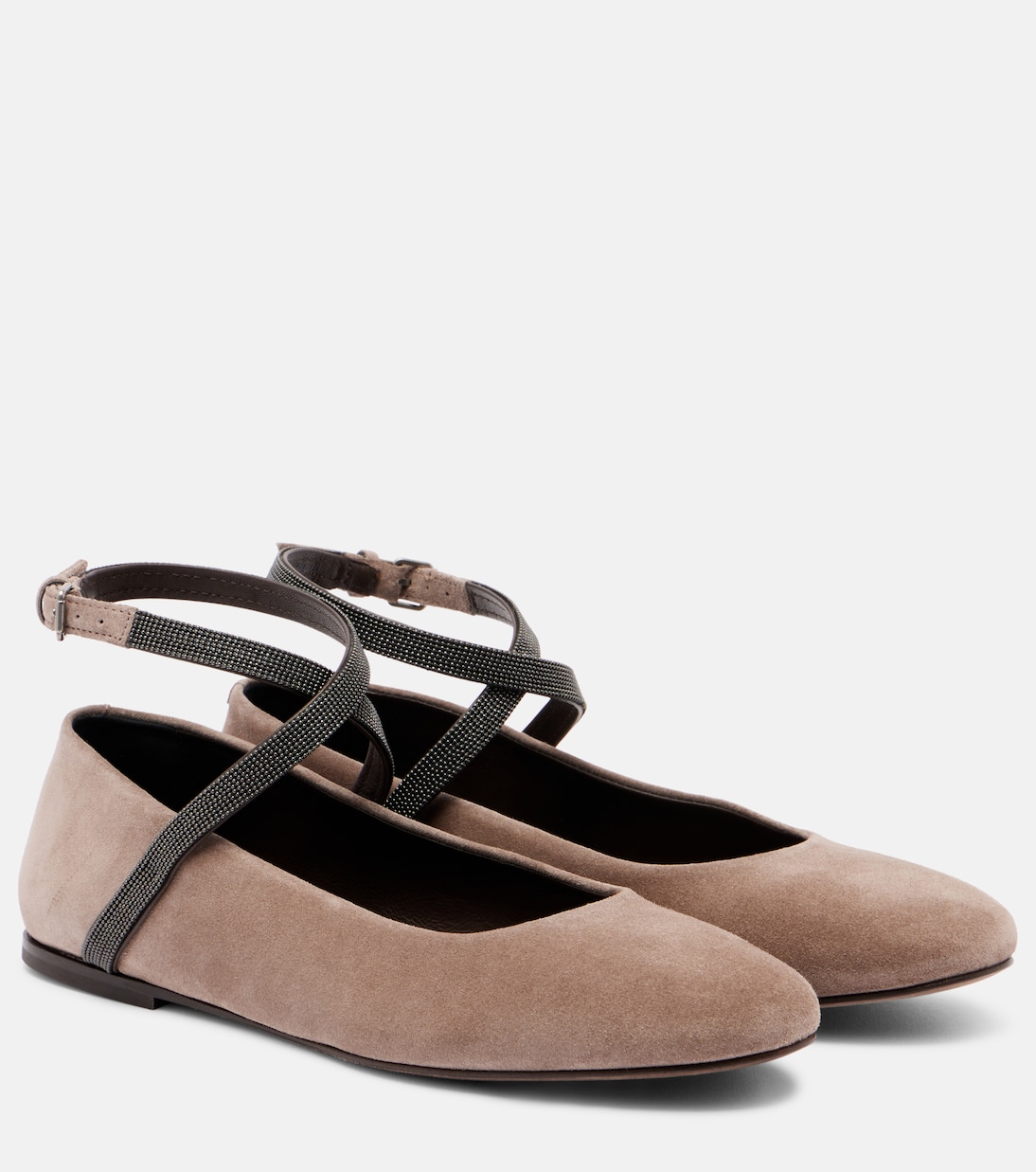 Замшевые балетки Monili Brunello Cucinelli, Vigogna
