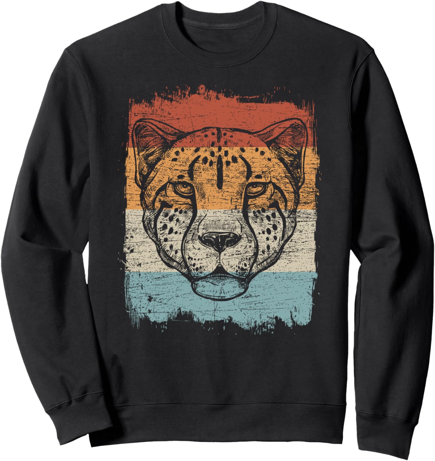 

Винтажная ретро-толстовка с изображением морды гепарда Wildlife Safari Africa Vintage Shirt, черный