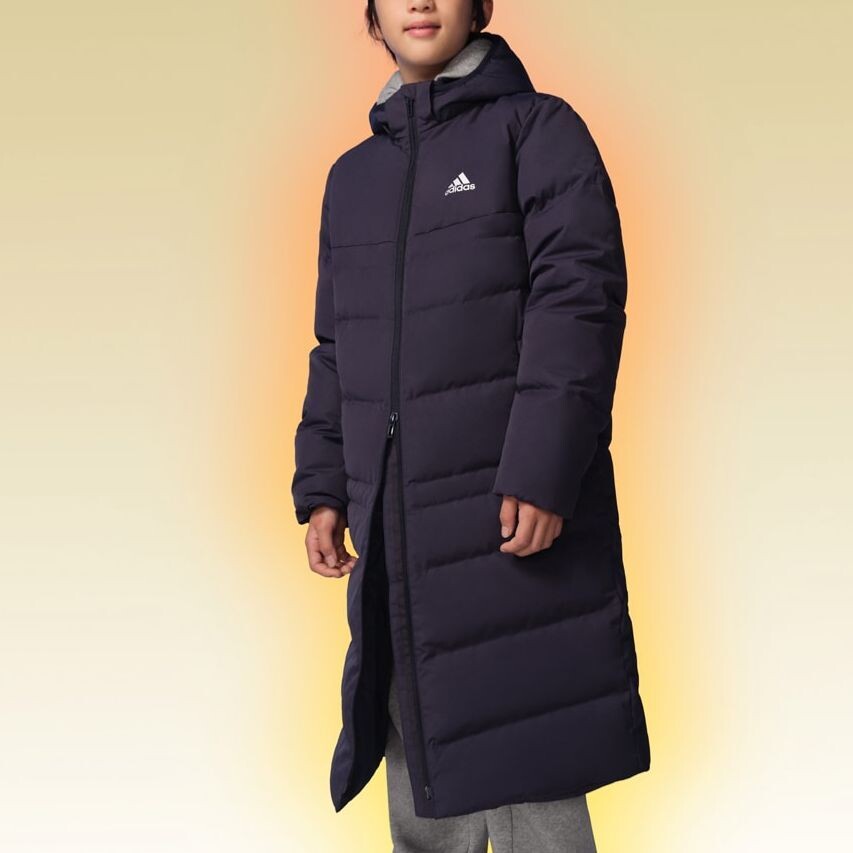 Пуховик Adidas Long Down Seasonal Sportswear Jacket Kids, темно-серый — фото 3