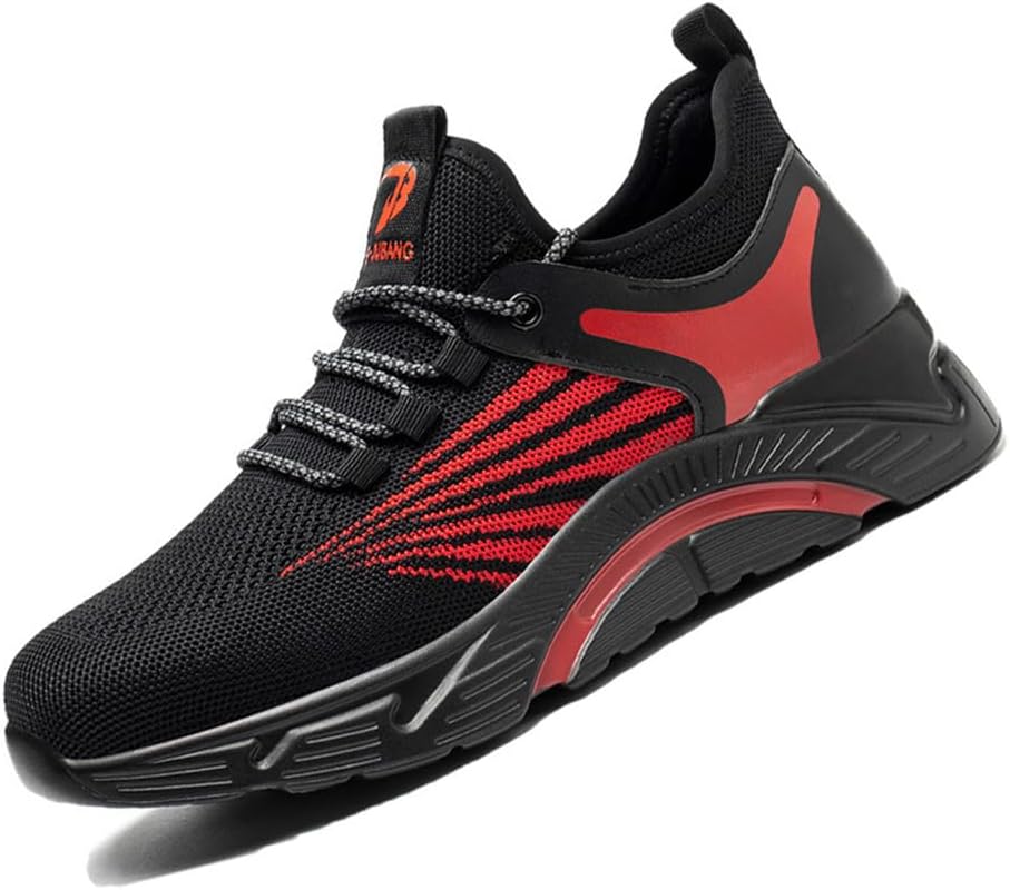 

KYOESCAI Мужские кроссовки с легким стальным носком, удобные и дышащие промышленные кроссовки, красный