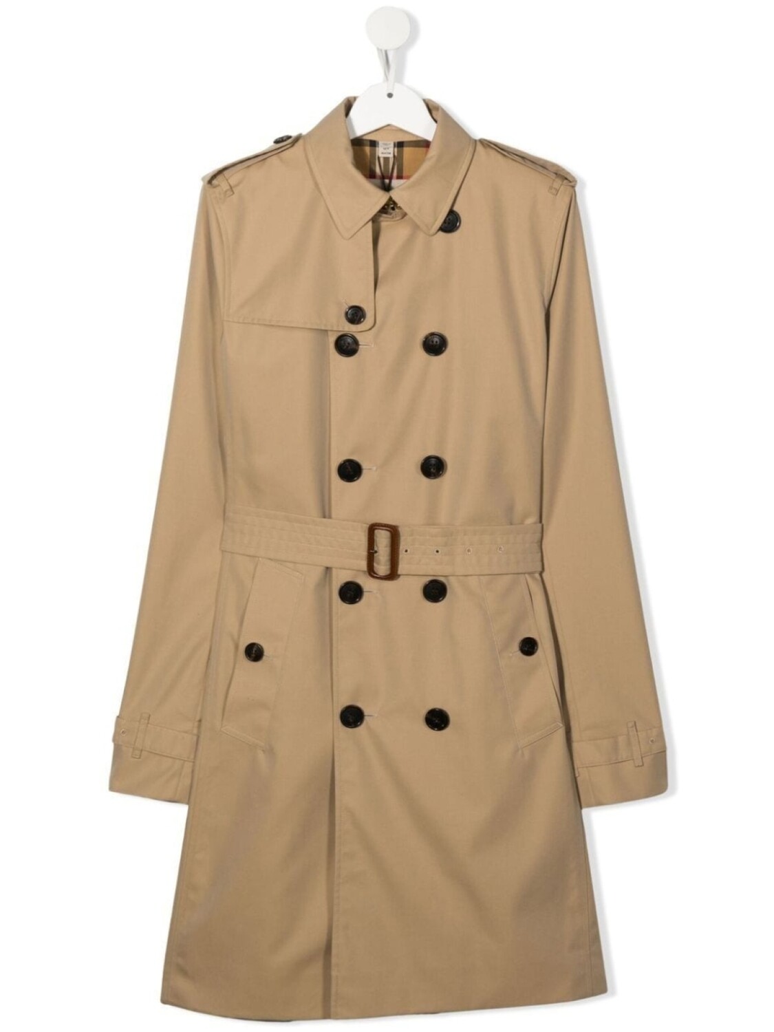 

Тренч двубортный Burberry Kids, нейтральный