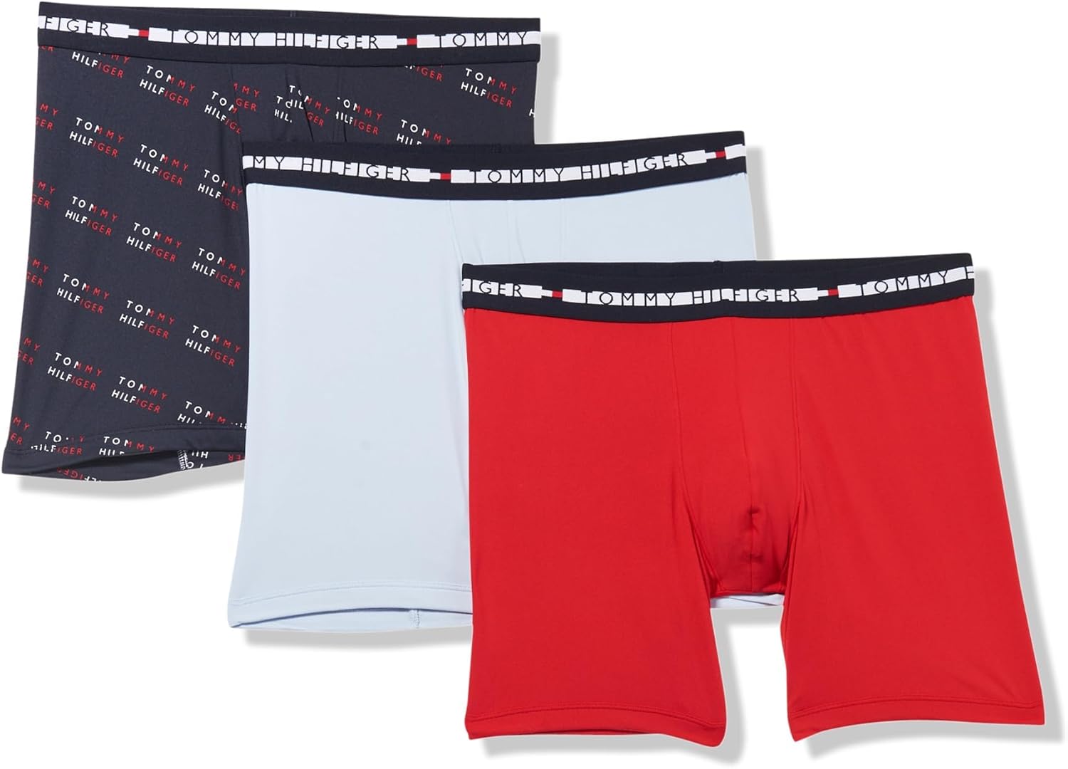 

Комплект из 3 мужских трусов-боксеров Tommy Hilfiger Comfort Plus, Breezy Blue, Desert Sky Logo Print, Primary Red